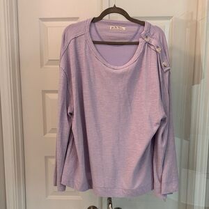 Free People Lilac Button-Shoulder Sweater